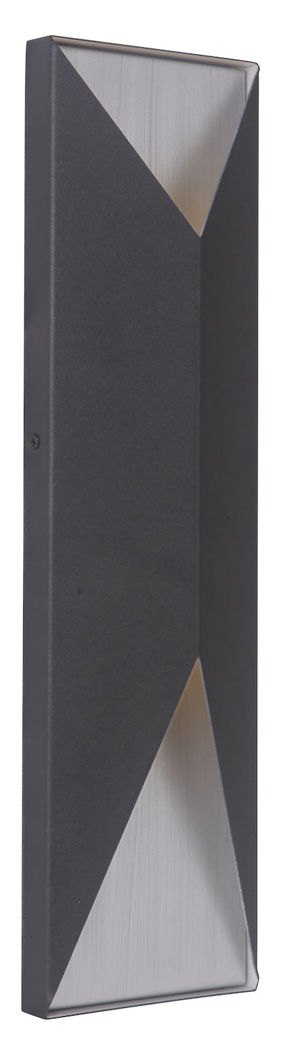 2 Light Large LED Outdoor Pocket Sconce in Textured Black/Brushed Aluminum