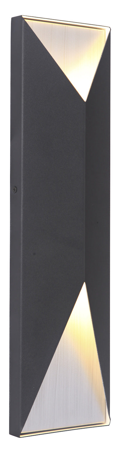 2 Light Large LED Outdoor Pocket Sconce in Textured Black/Brushed Aluminum