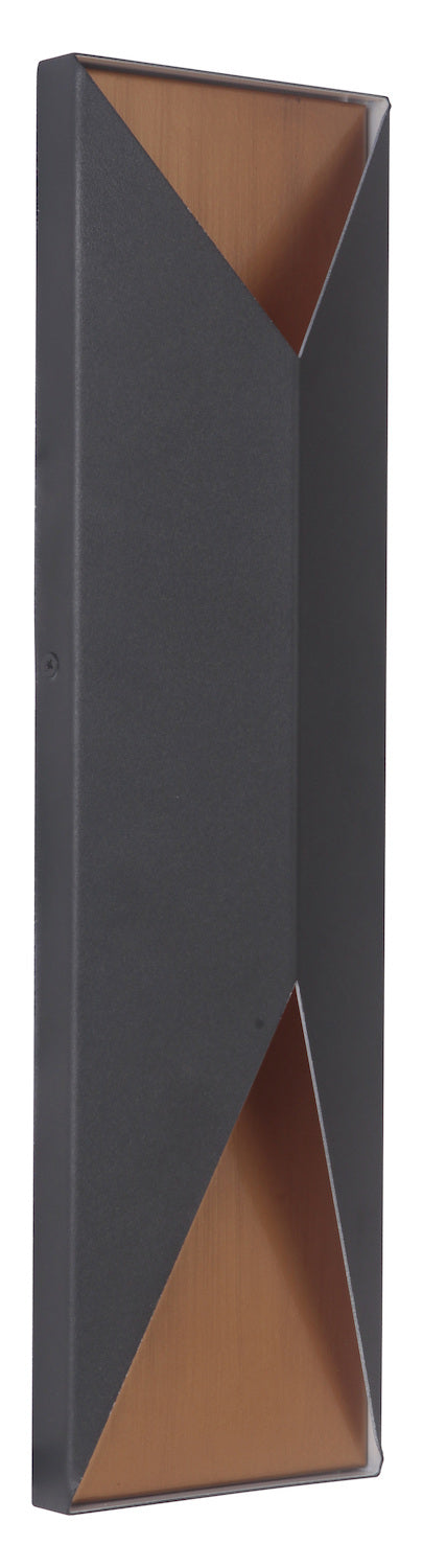 2 Light Large LED Outdoor Pocket Sconce in Textured Black/Satin Brass