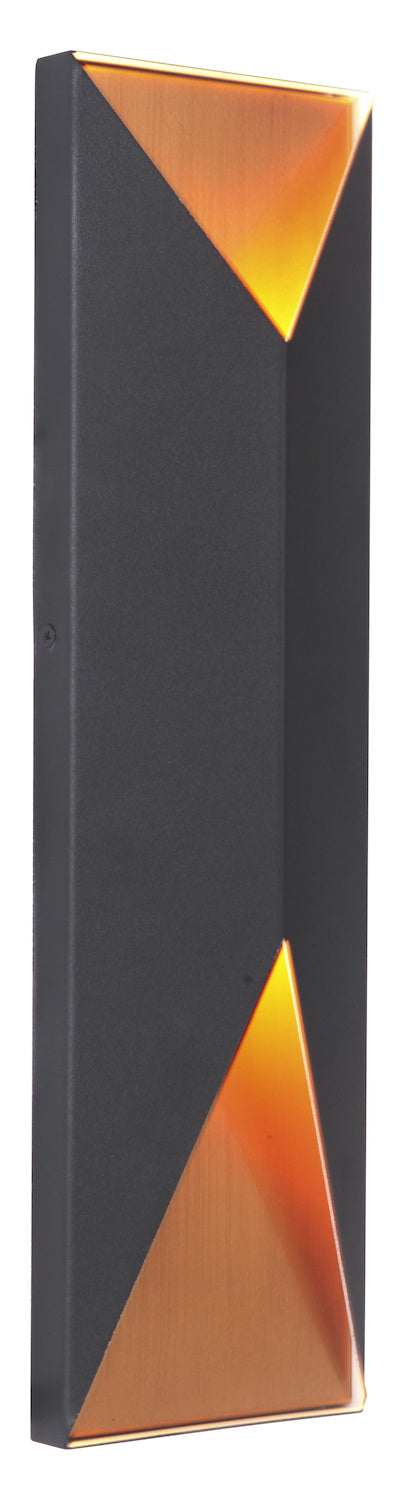 2 Light Large LED Outdoor Pocket Sconce in Textured Black/Satin Brass