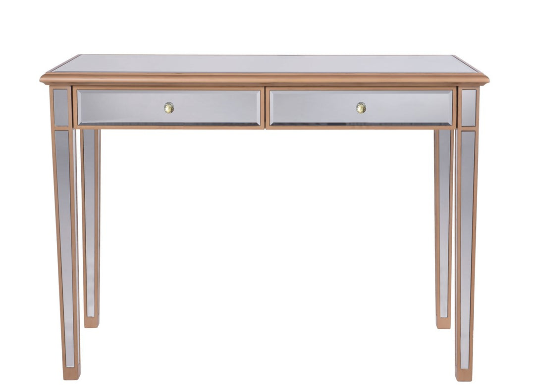 Console Table 42in X 18in X 31in Gold Finish With Clear Mirror by Elegant Decor