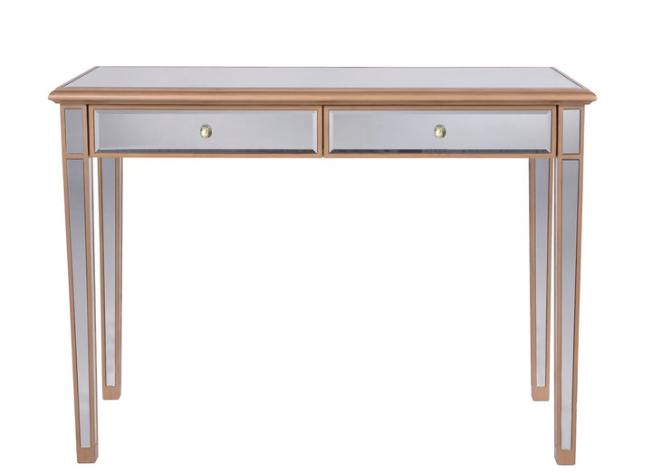 Console Table 42in X 18in X 31in Gold Finish With Clear Mirror by Elegant Decor