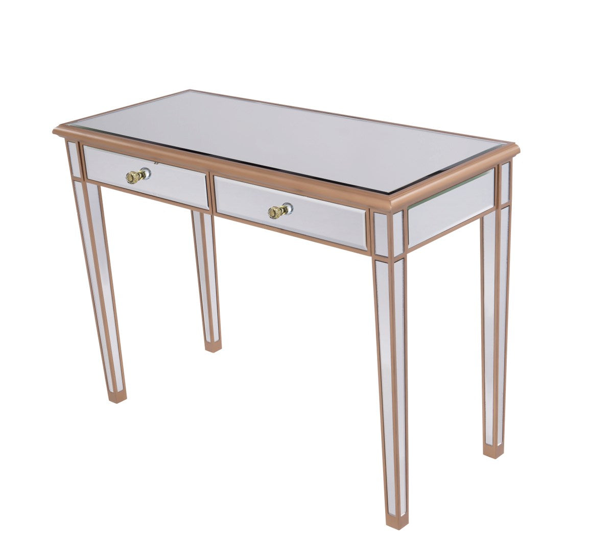 Console Table 42in X 18in X 31in Gold Finish With Clear Mirror