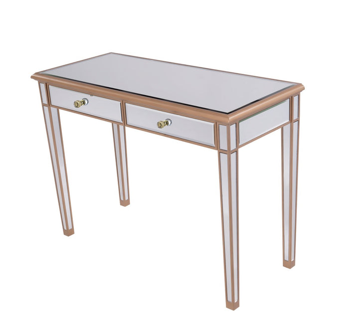 Console Table 42in X 18in X 31in Gold Finish With Clear Mirror