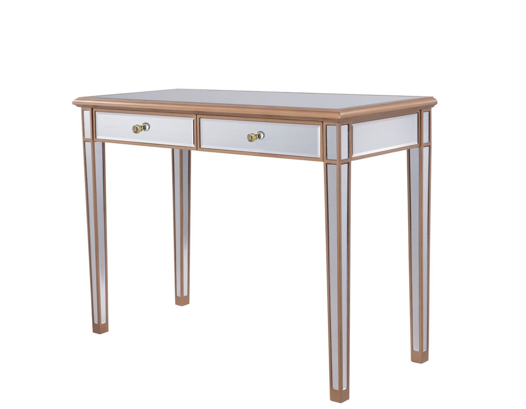 Console Table 42in X 18in X 31in Gold Finish With Clear Mirror