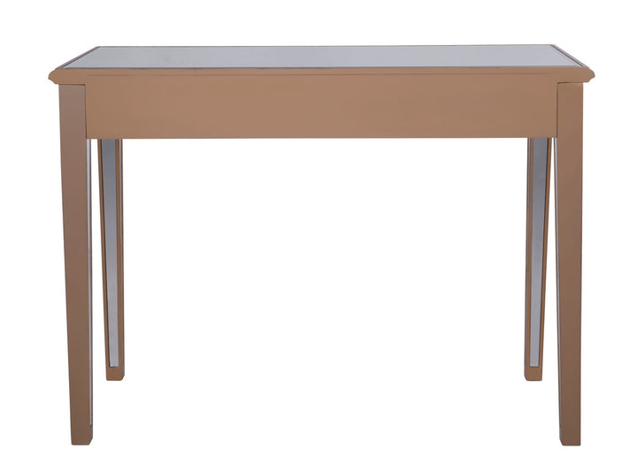 Console Table 42in X 18in X 31in Gold Finish With Clear Mirror