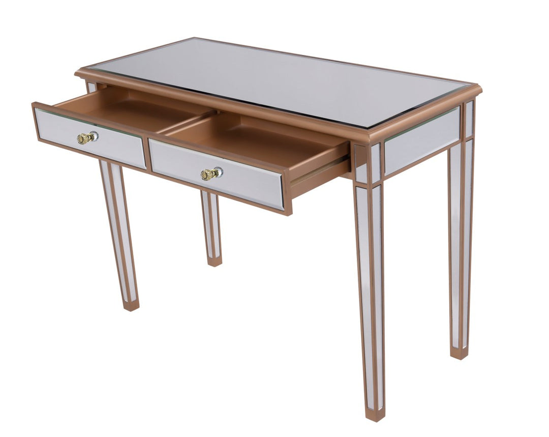 Console Table 42in X 18in X 31in Gold Finish With Clear Mirror