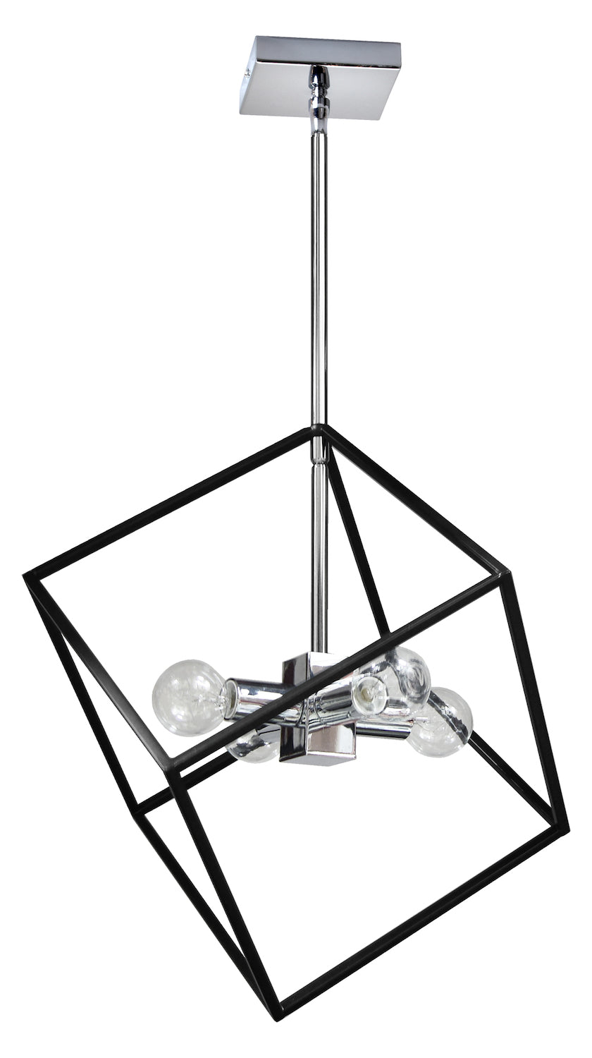 4Lt Pendant Polished Chrome & Matte Black Finish by Dainolite
