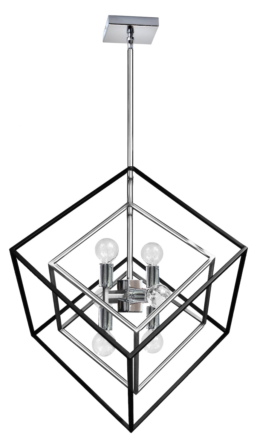 6Lt Pendant Polished Chrome & Matte Black Finish by Dainolite
