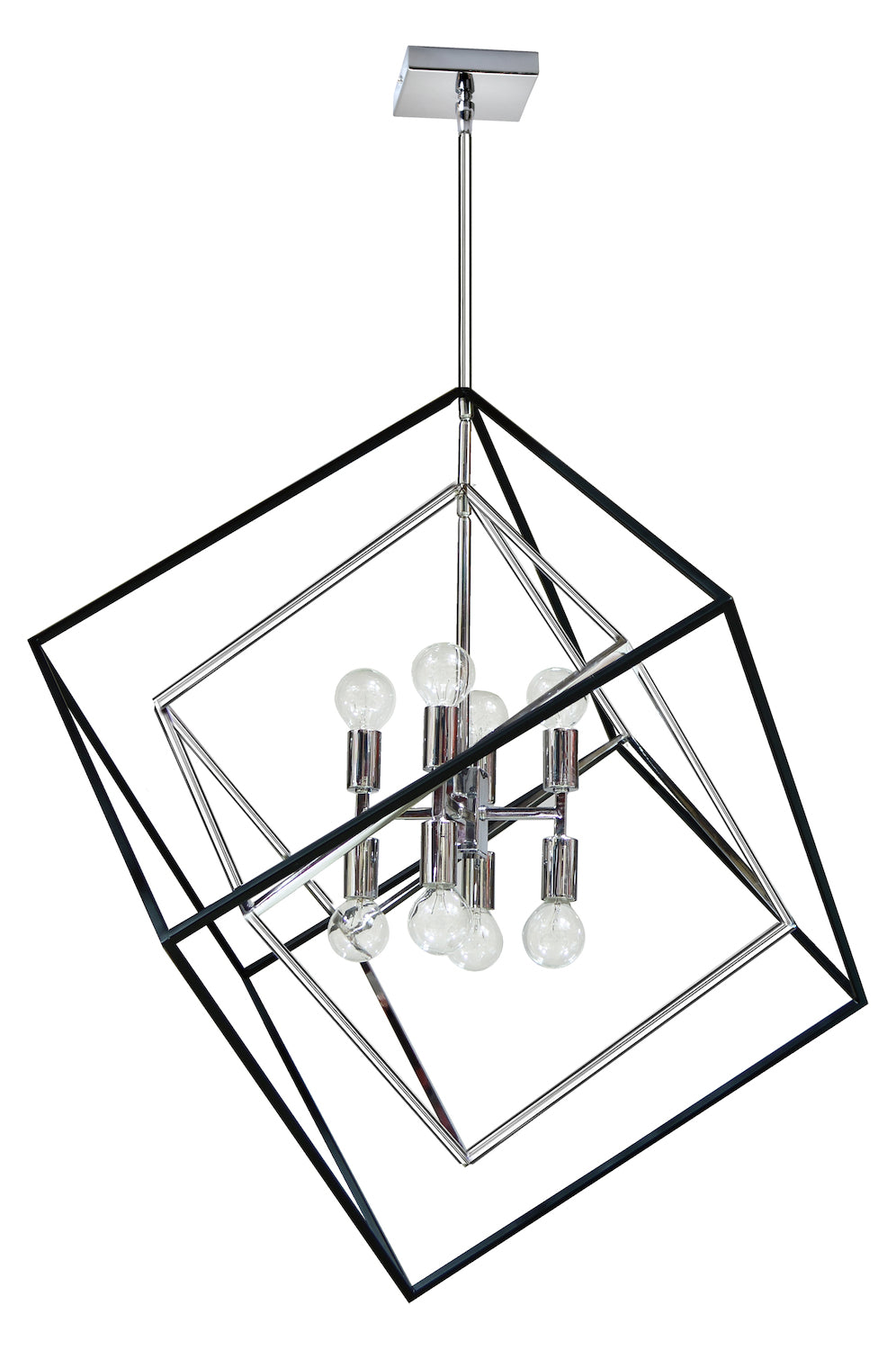 8Lt Pendant Polished Chrome & Matte Black Finish by Dainolite