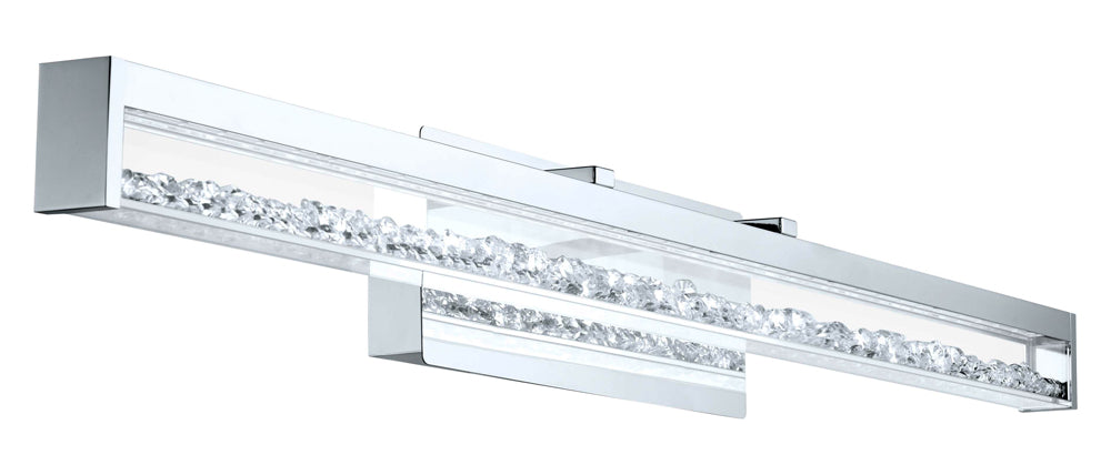 1x31.4W LED Vanity Wall Light w/ Chrome Finish & Clear Glass w/ Crystal Stones by Eglo
