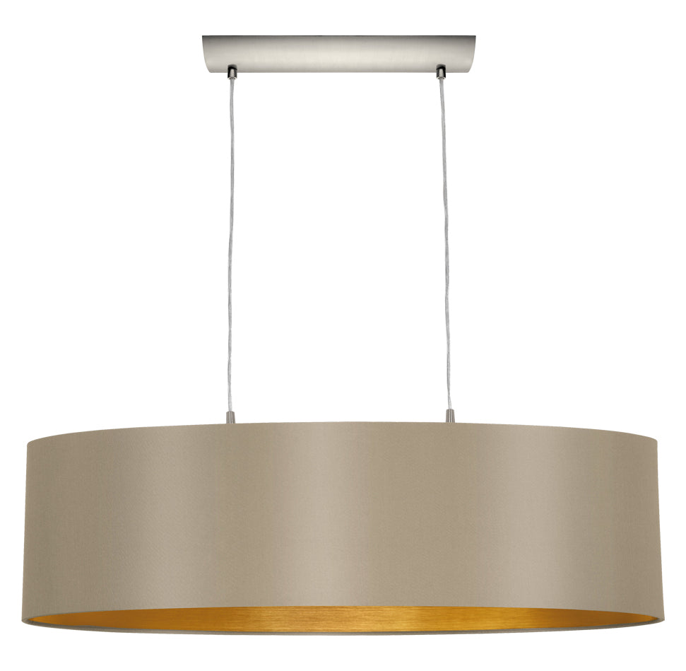 2x60W Mult Light Pendant w/ Matte Nickel Finish & Cappucino & Gold Shade by Eglo