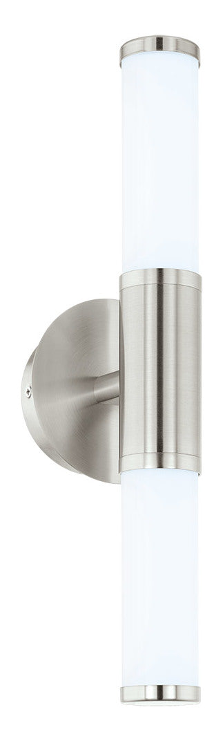 2x4.5W LED Vanity Wall Light w/ Satin Nickel Finish & Opal Glass by Eglo
