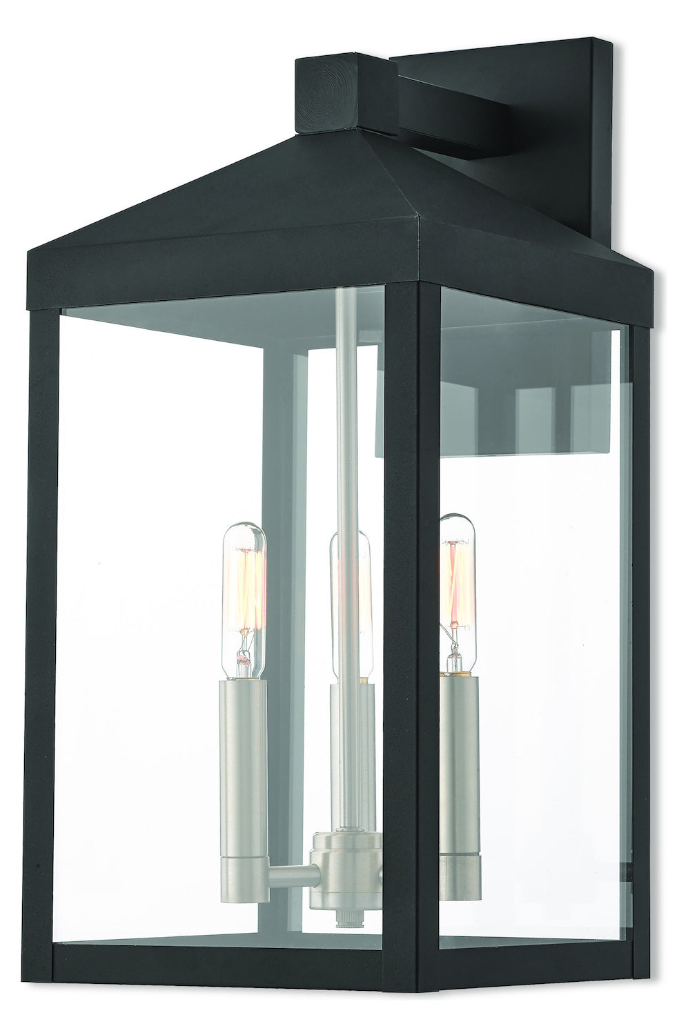 3 Lt Bk Outdoor Wall Lantern by Livex Lighting