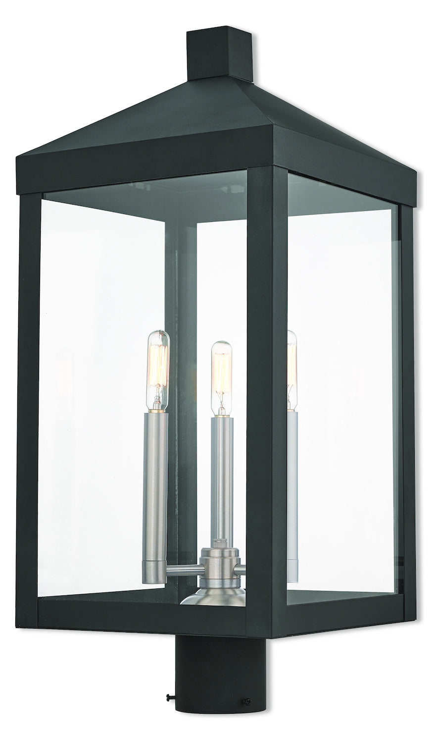 3 Lt Bk Outdoor Post Top Lantern by Livex Lighting