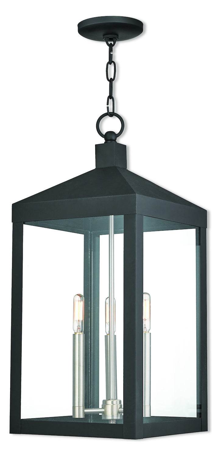 3 Lt Bk Outdoor Pendant Lantern by Livex Lighting