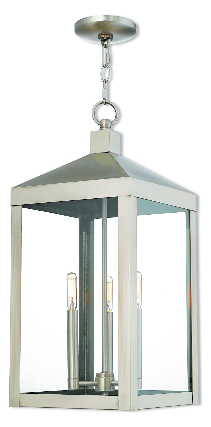 3 Lt Bn Outdoor Pendant Lantern by Livex Lighting