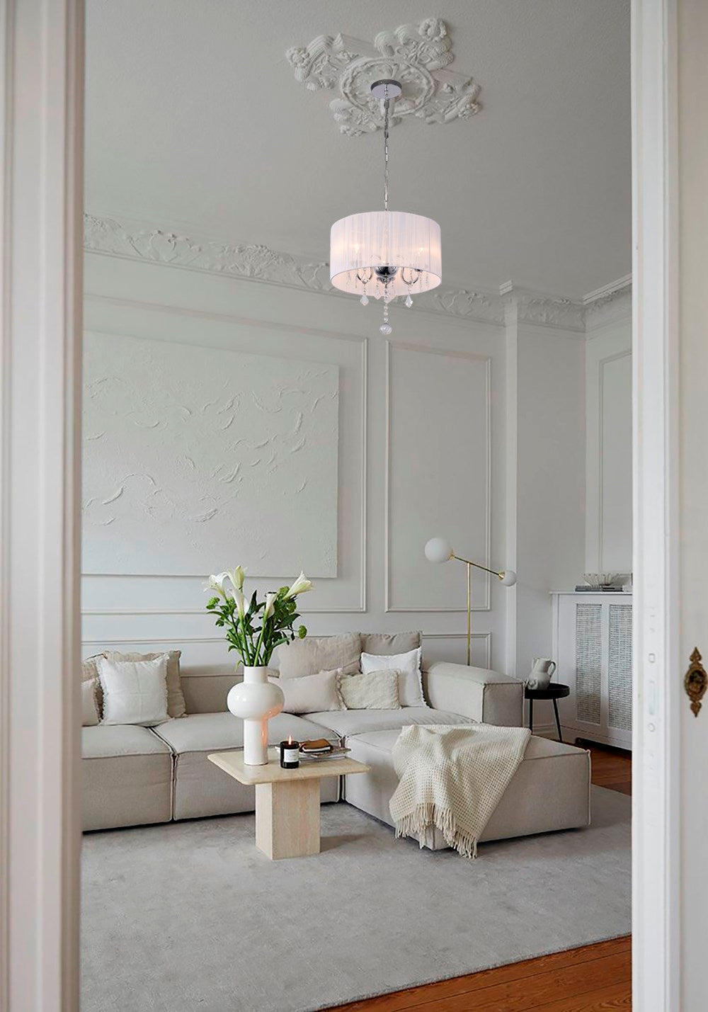 Clear Crystal Chrome Metal Light Fixture by Bethel