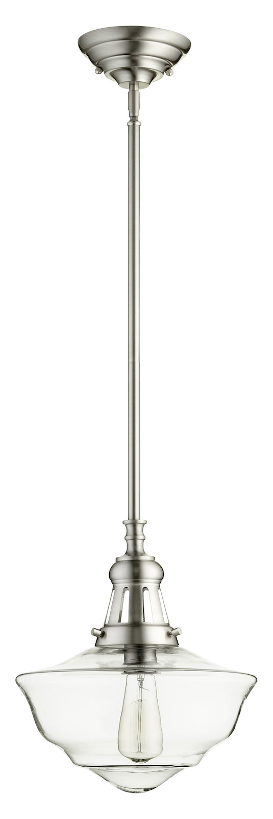 12In. Clr Schoolhouse Nickel by Quorum