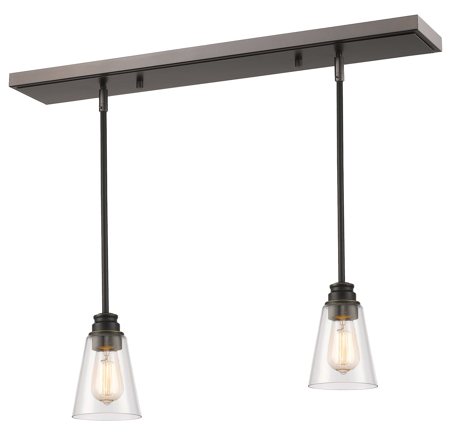 Bronze  Single Light 30in Wide Multi Light Pendant with Clear Glass Shade by Z-Lite