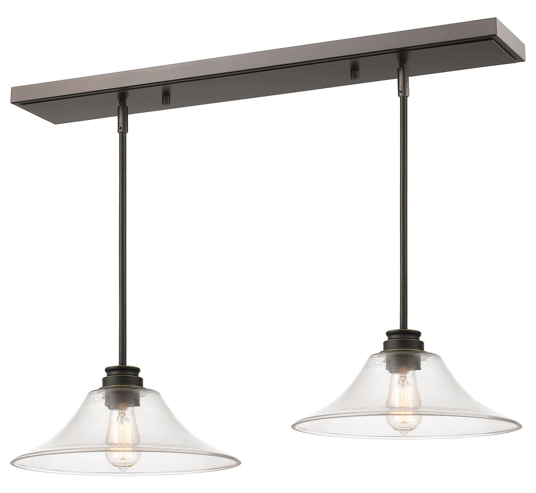 Bronze  Single Light 30in Wide Multi Light Pendant with Clear Glass Shade by Z-Lite