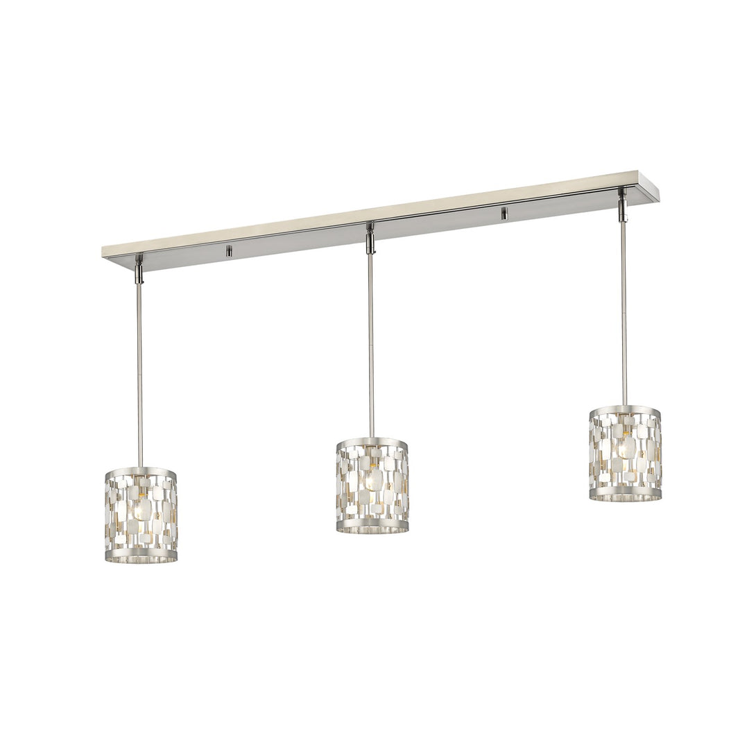 Nickel  Single Light 48in Wide Multi Light Pendant with Black Metal Shade by Z-Lite