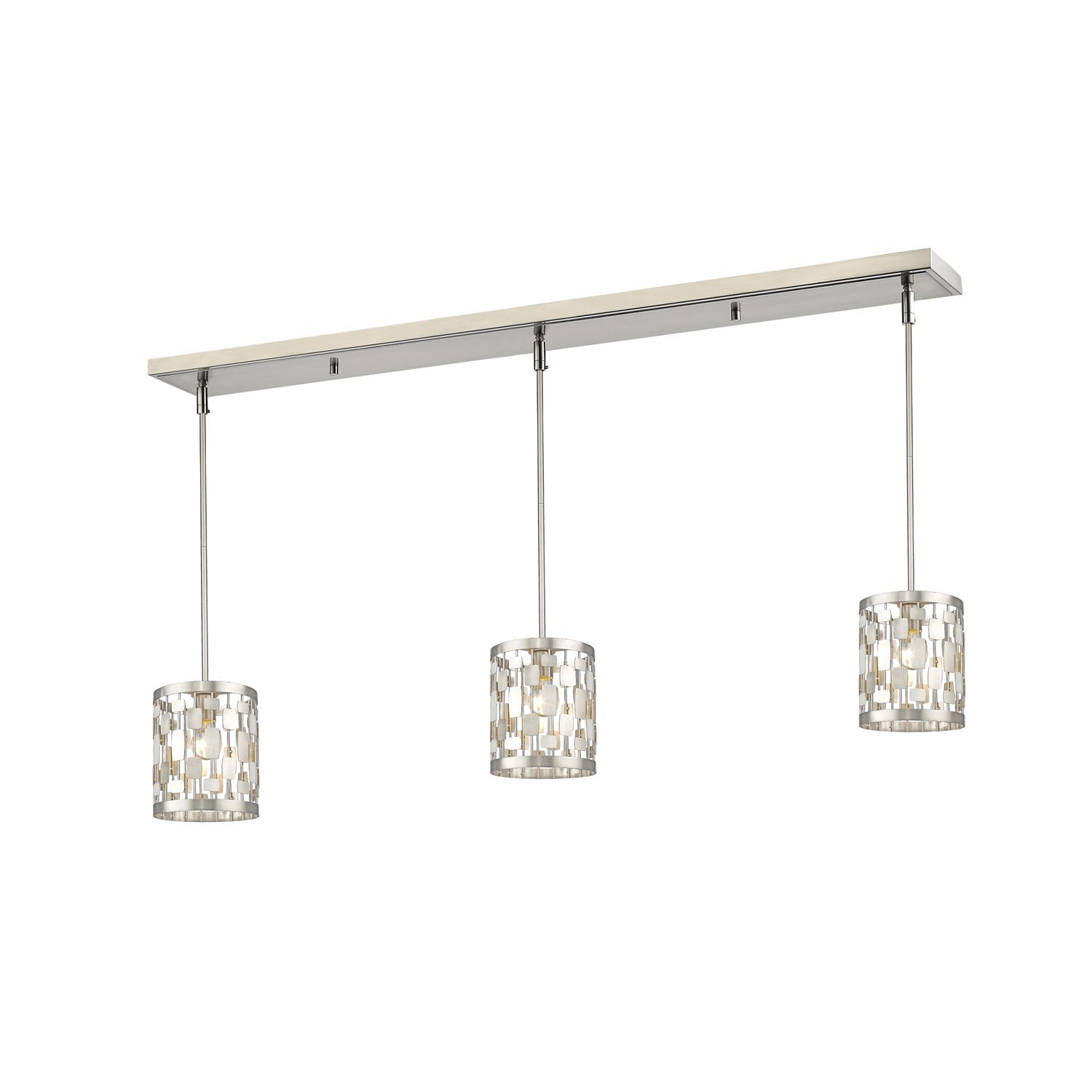 Nickel  Single Light 48in Wide Multi Light Pendant with Black Metal Shade by Z-Lite