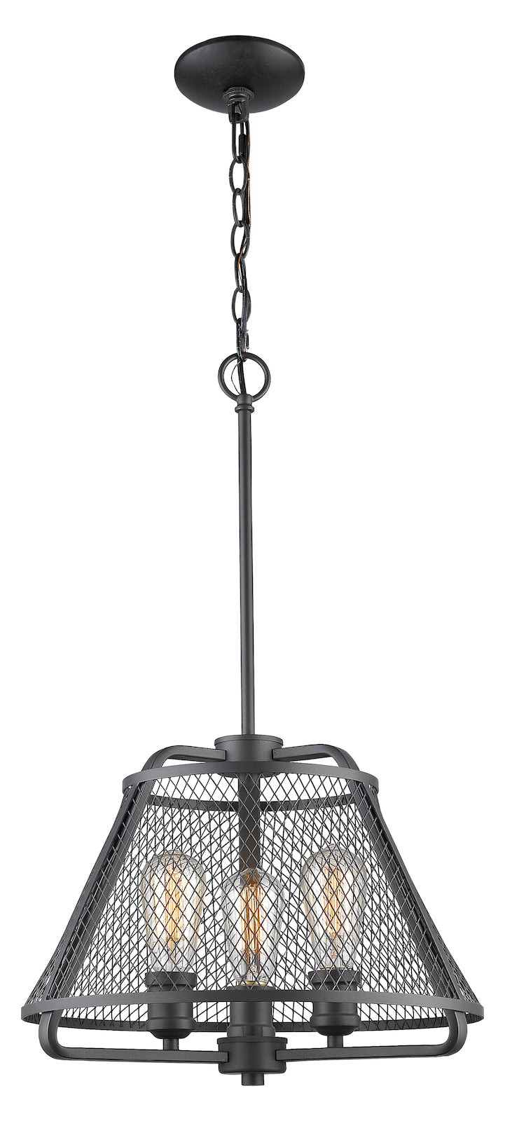 Bronze  3 Light 16in Wide Pendant with Wire Mesh Shade by Z-Lite