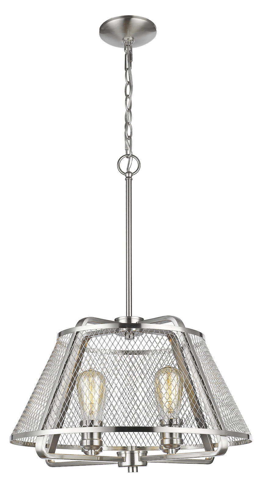Brushed Nickel  4 Light 19in Wide Pendant with Wire Mesh Shade by Z-Lite