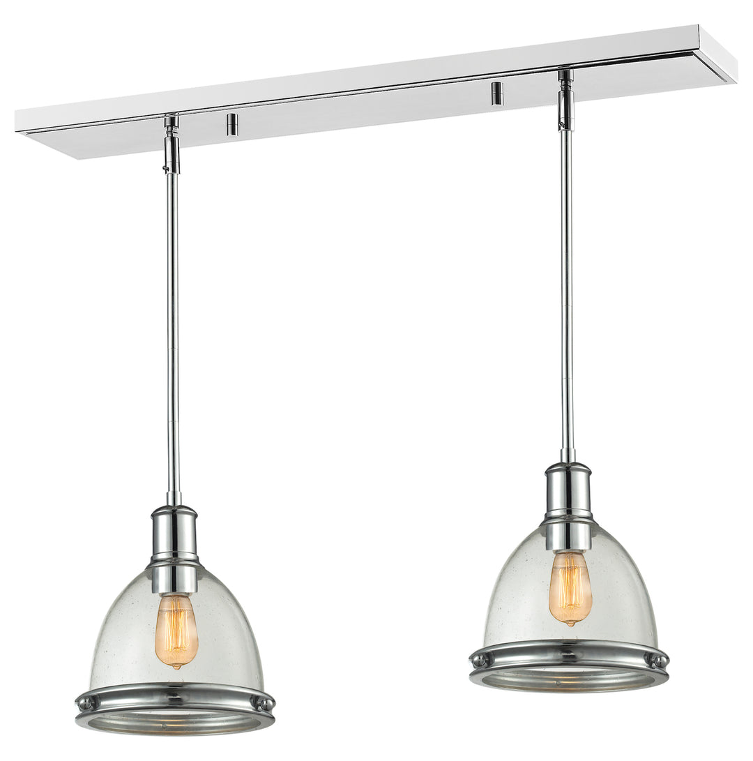 Single Light 30in Wide Multi Light Pendant with Clear Seedy Glass Shade by Z-Lite