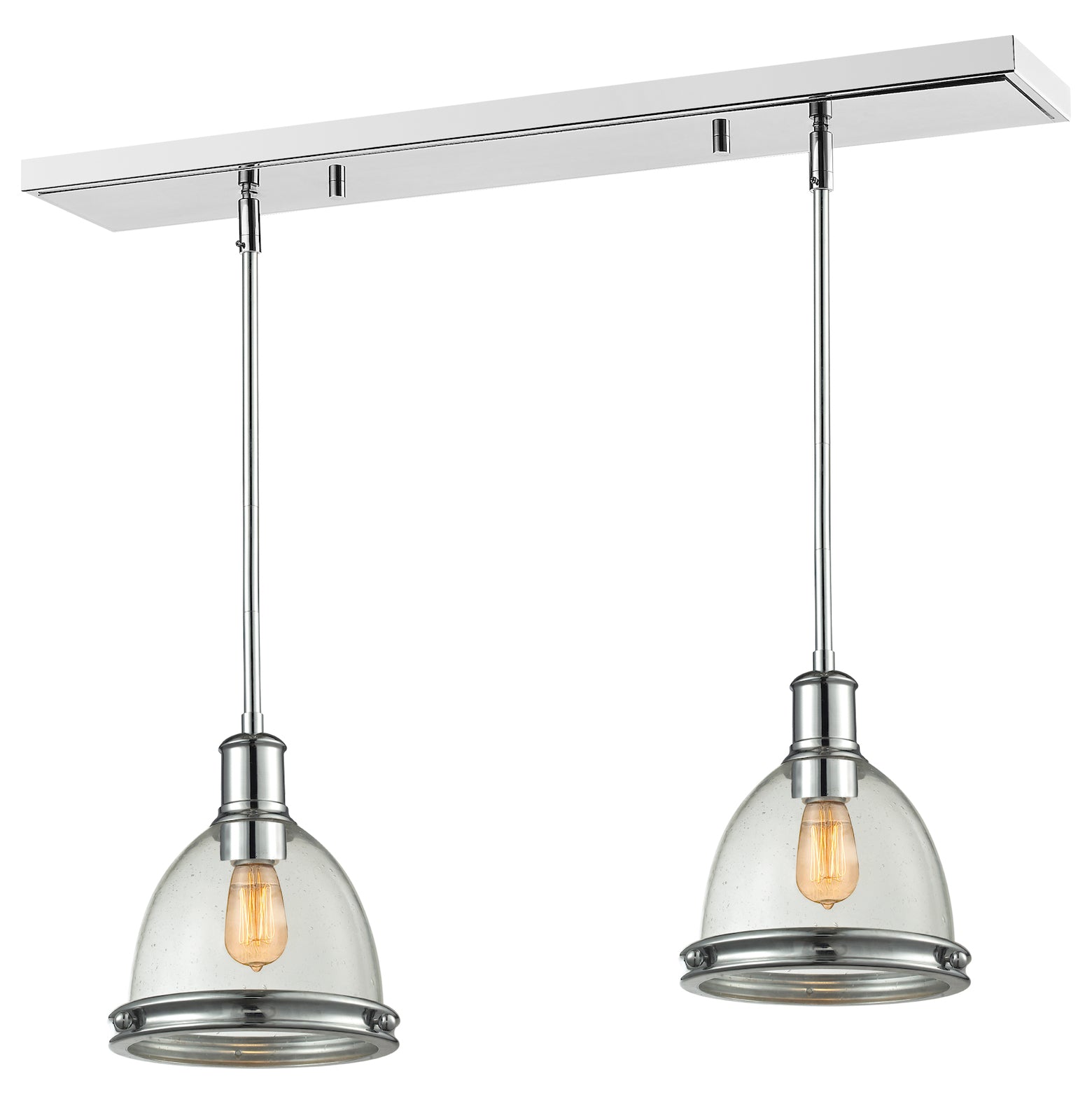Single Light 30in Wide Multi Light Pendant with Clear Seedy Glass Shade by Z-Lite