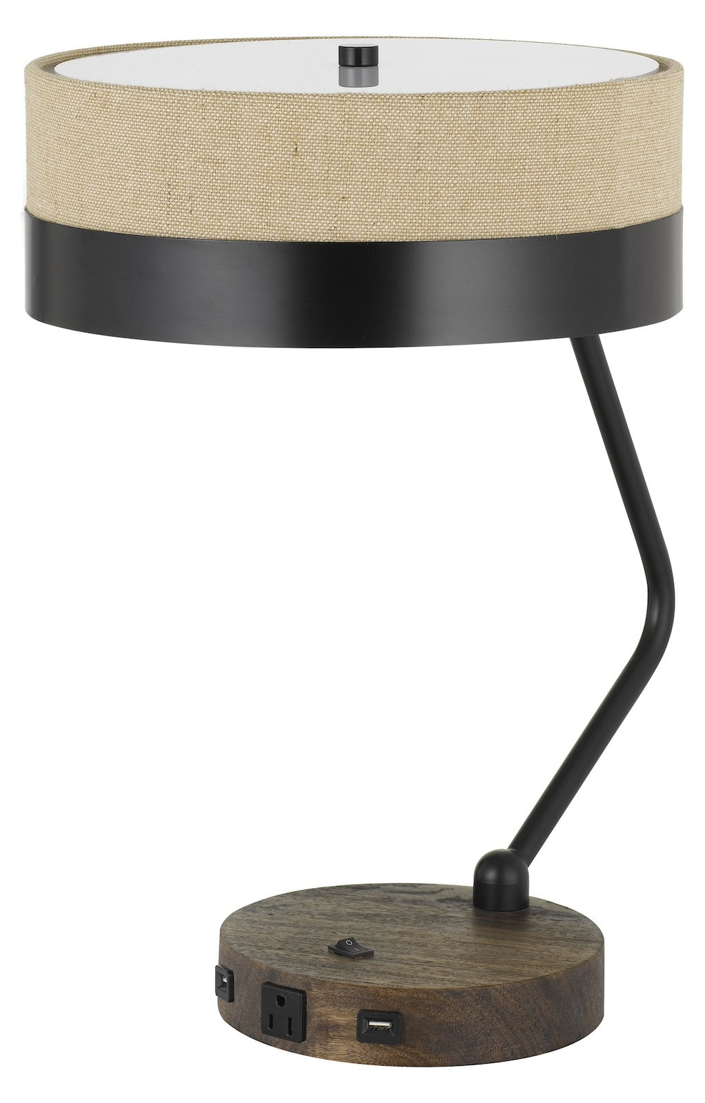 60W X 2 Parson Metal/Wood Desk Lamp With Metal/Fabric Shade With 2 Usb Ports by CAL Lighting