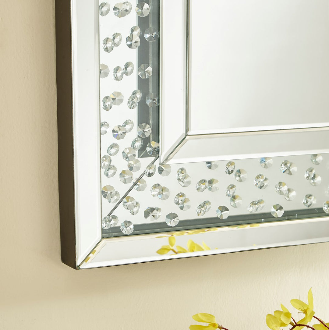 35.5 In. Contemporary Crystal Rectangle Mirror In Clear
