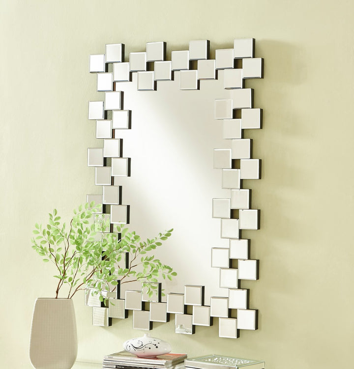 47 In. Contemporary Rectangle Mirror In Clear