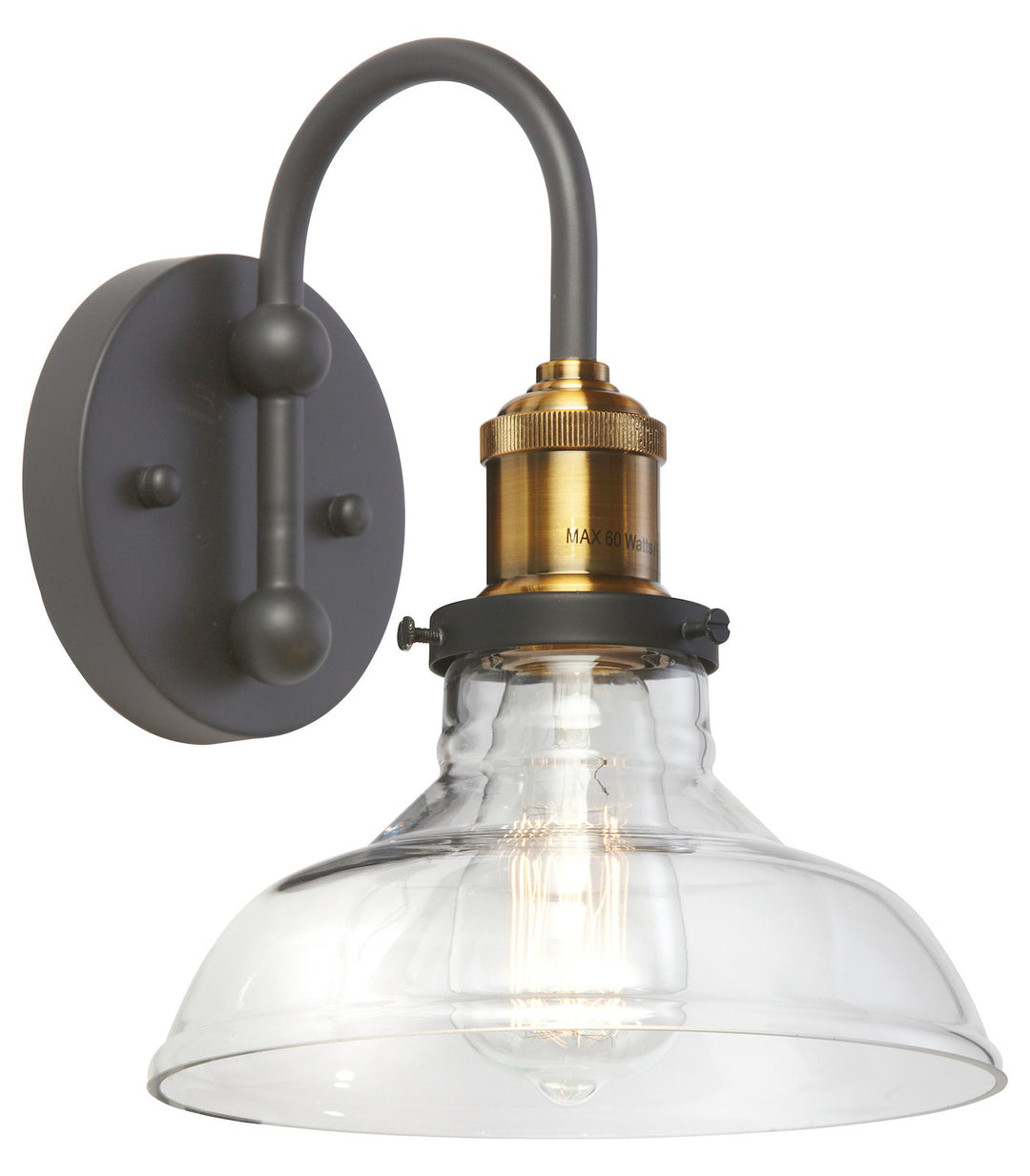 1Lt Wall Sconce Black/Antique Brass by Dainolite