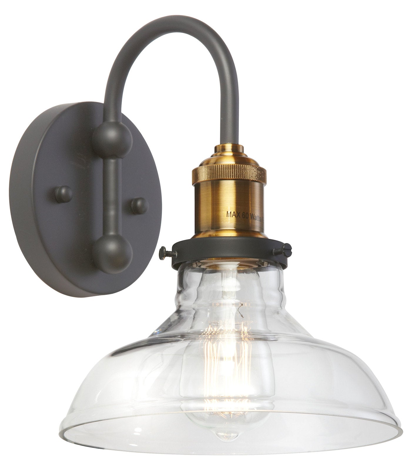 1Lt Wall Sconce Black/Antique Brass by Dainolite