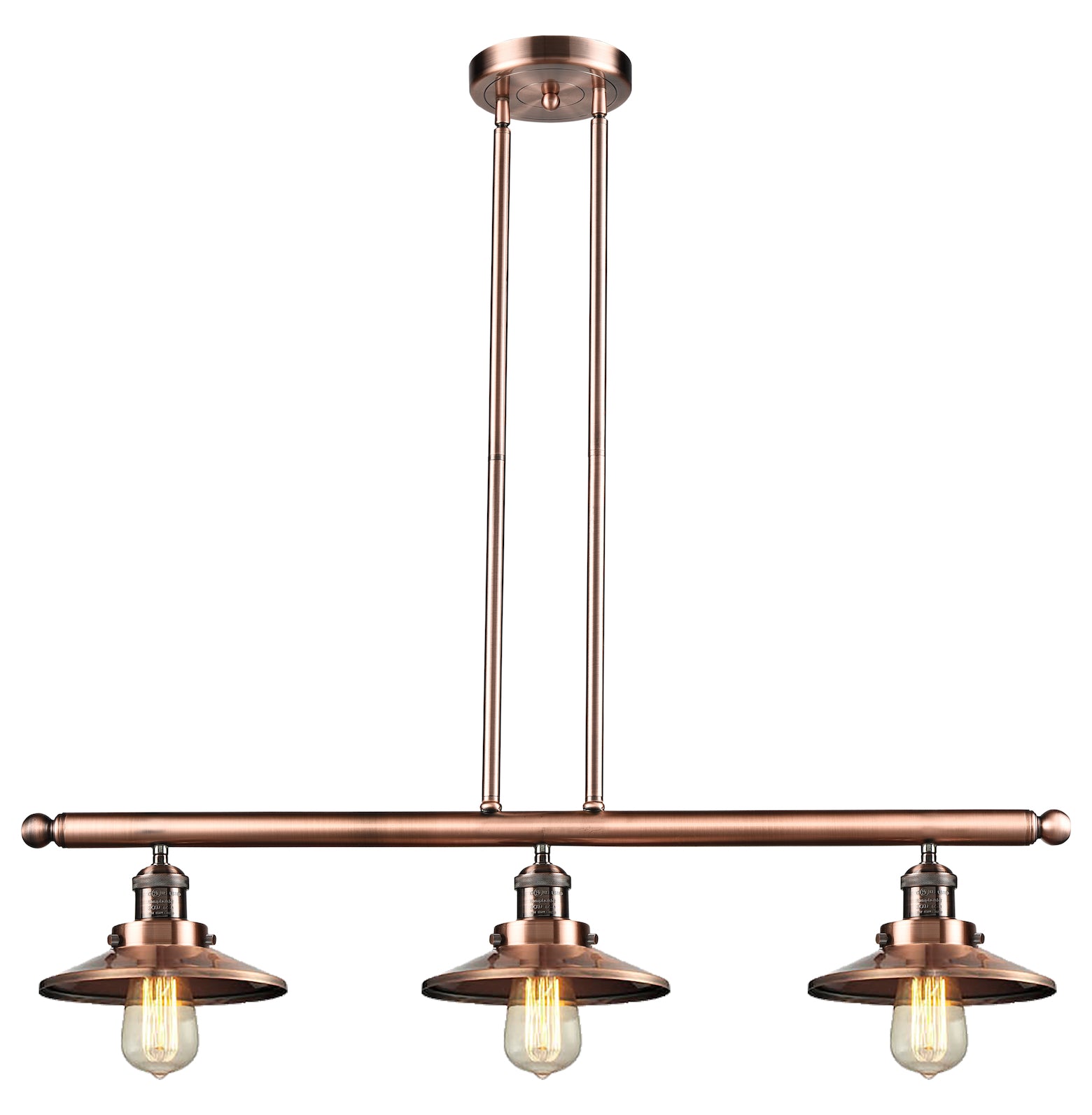 Metal Shade 3 Light Island Adjustable Stem Chandelier by Innovations Lighting