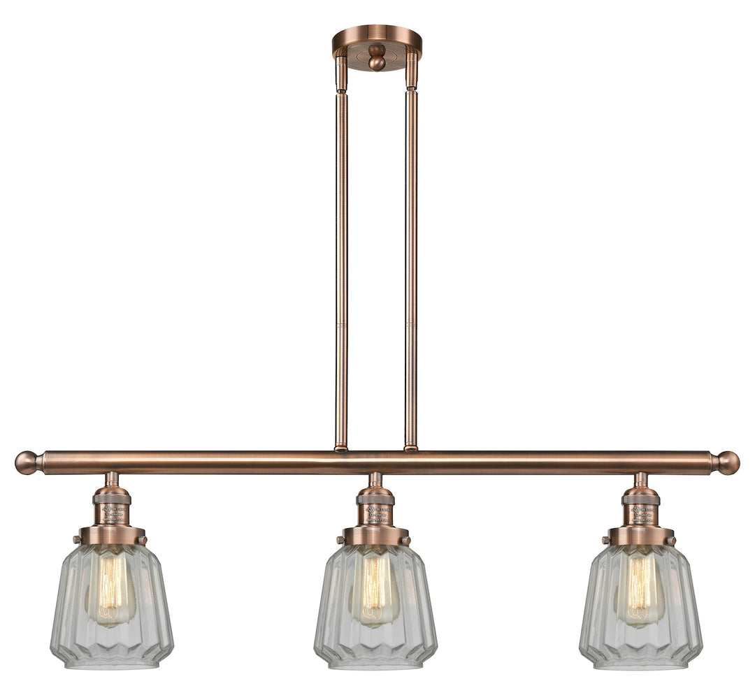 Glass 3 Light Island Adjustable Stem Chandelier by Innovations Lighting