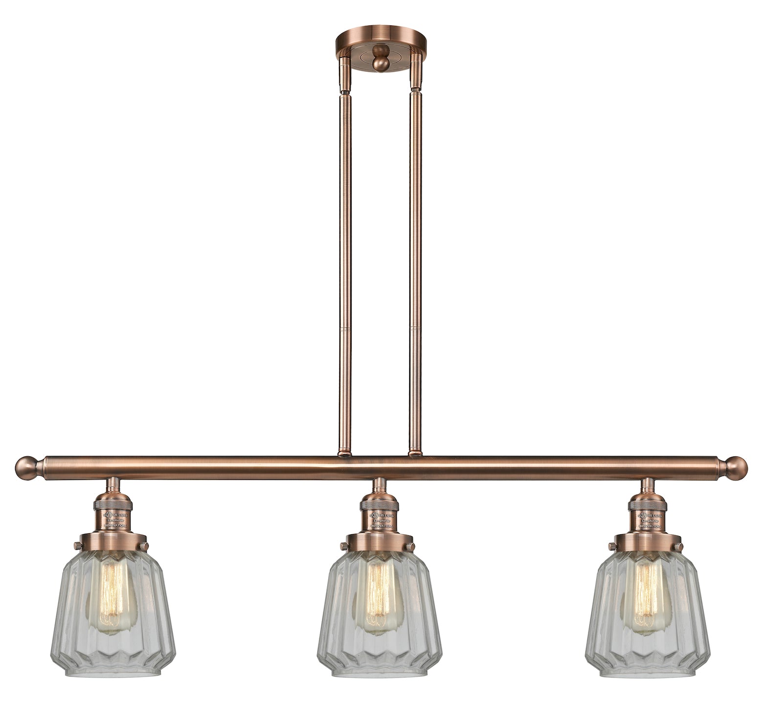 Glass 3 Light Island Adjustable Stem Chandelier by Innovations Lighting