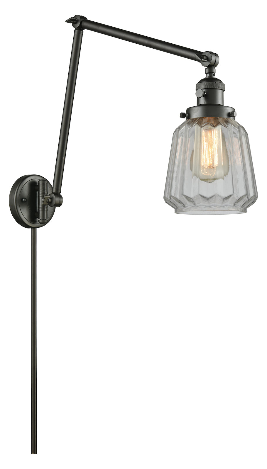 Glass Adjustable Double Swing Arm Portable Wall Sconce by Innovations Lighting