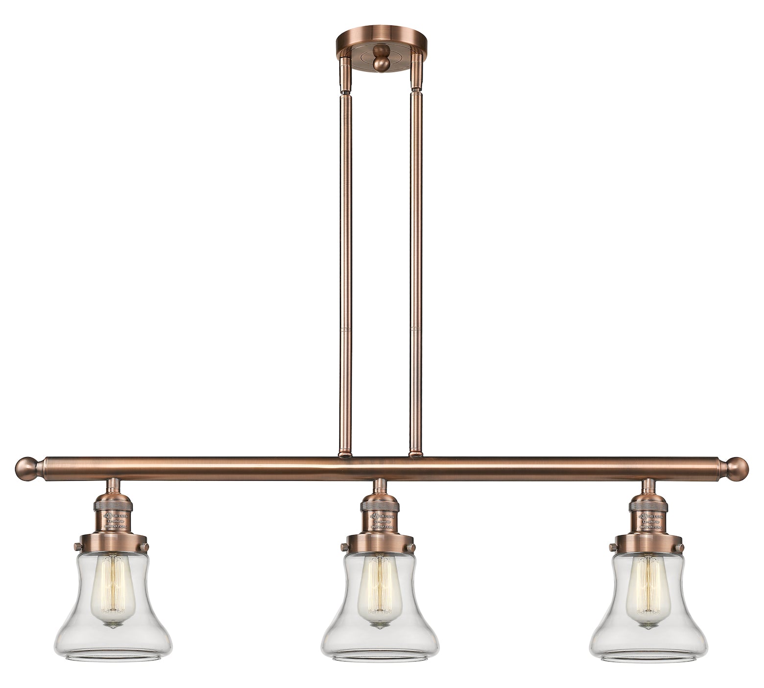 Glass 3 Light Island Adjustable Stem Chandelier by Innovations Lighting
