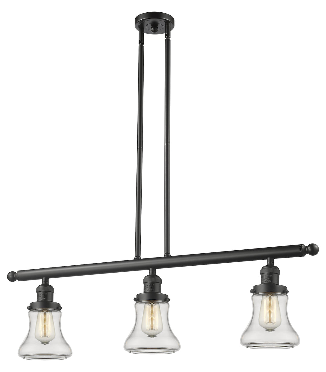 Glass 3 Light Island Adjustable Stem Chandelier by Innovations Lighting