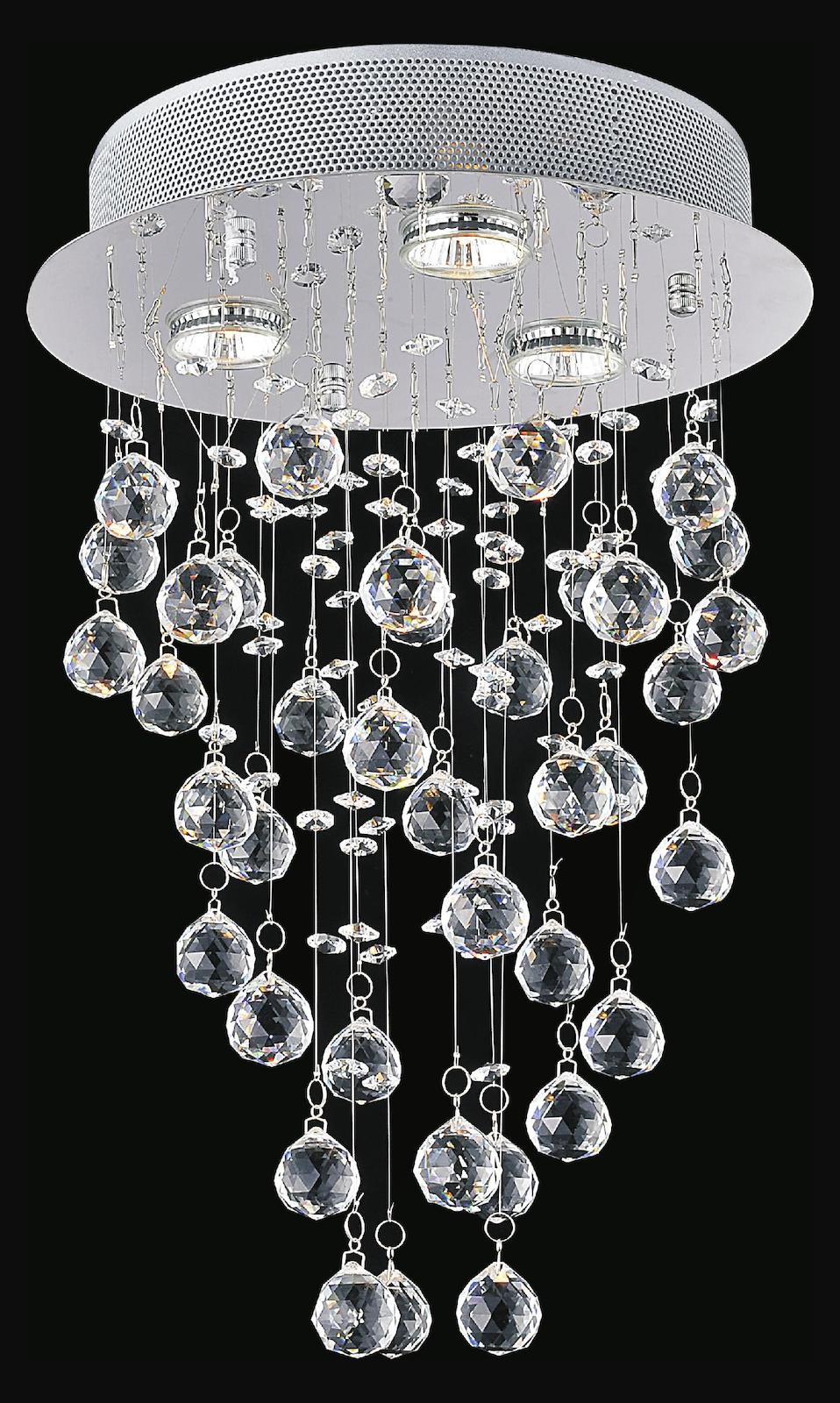 3 Light  Flush Mount With Chrome Finish