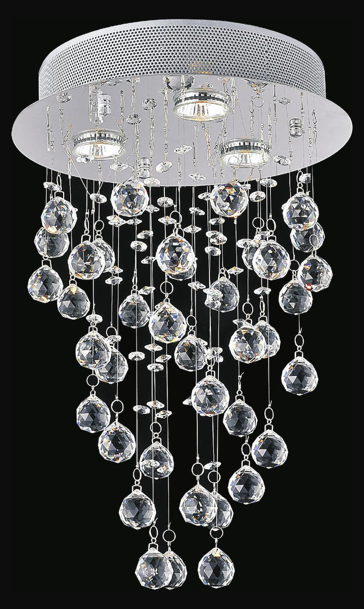 3 Light  Flush Mount With Chrome Finish