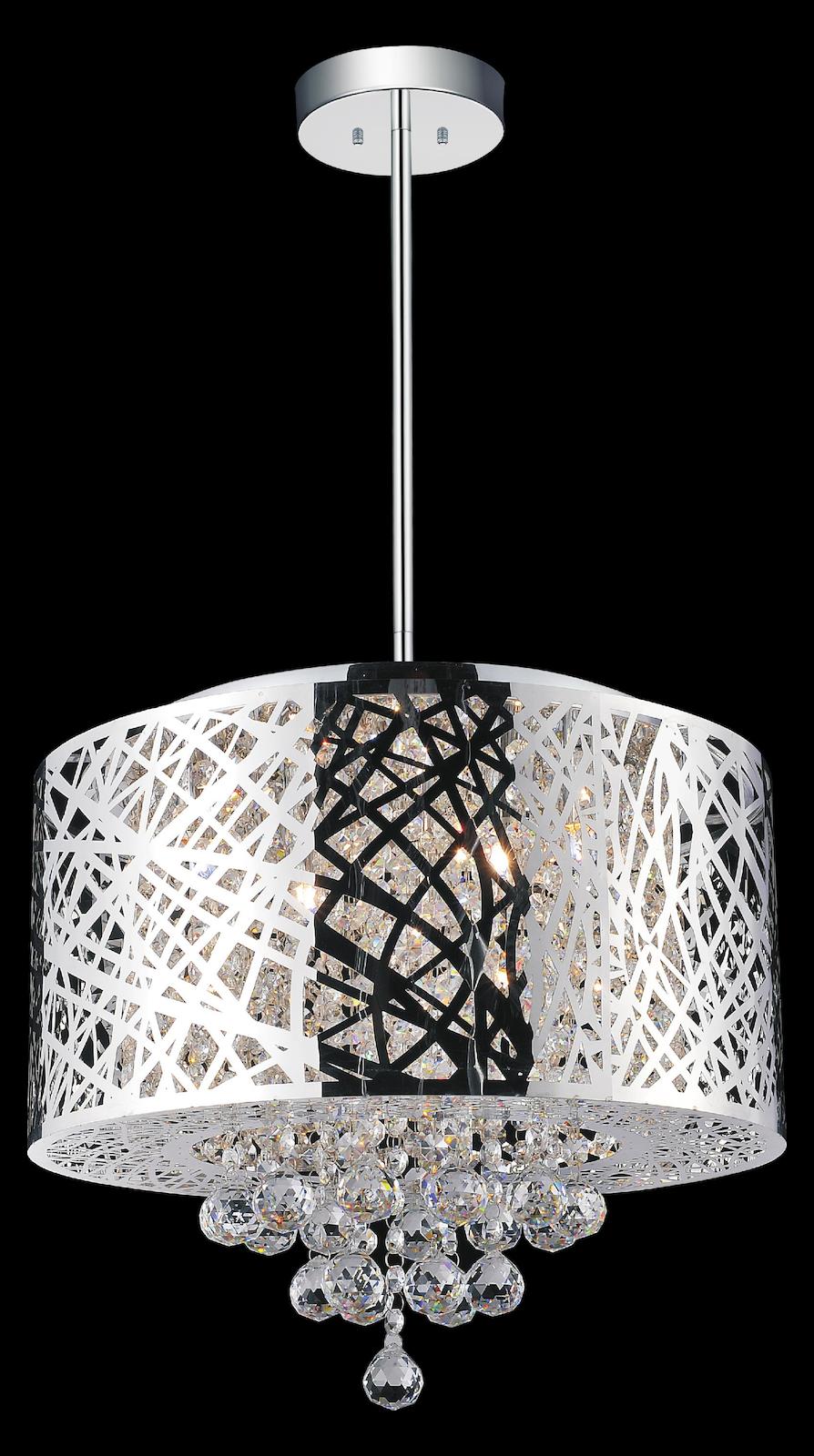 6 Light Drum Shade Chandelier With Chrome Finish by CWI Lighting