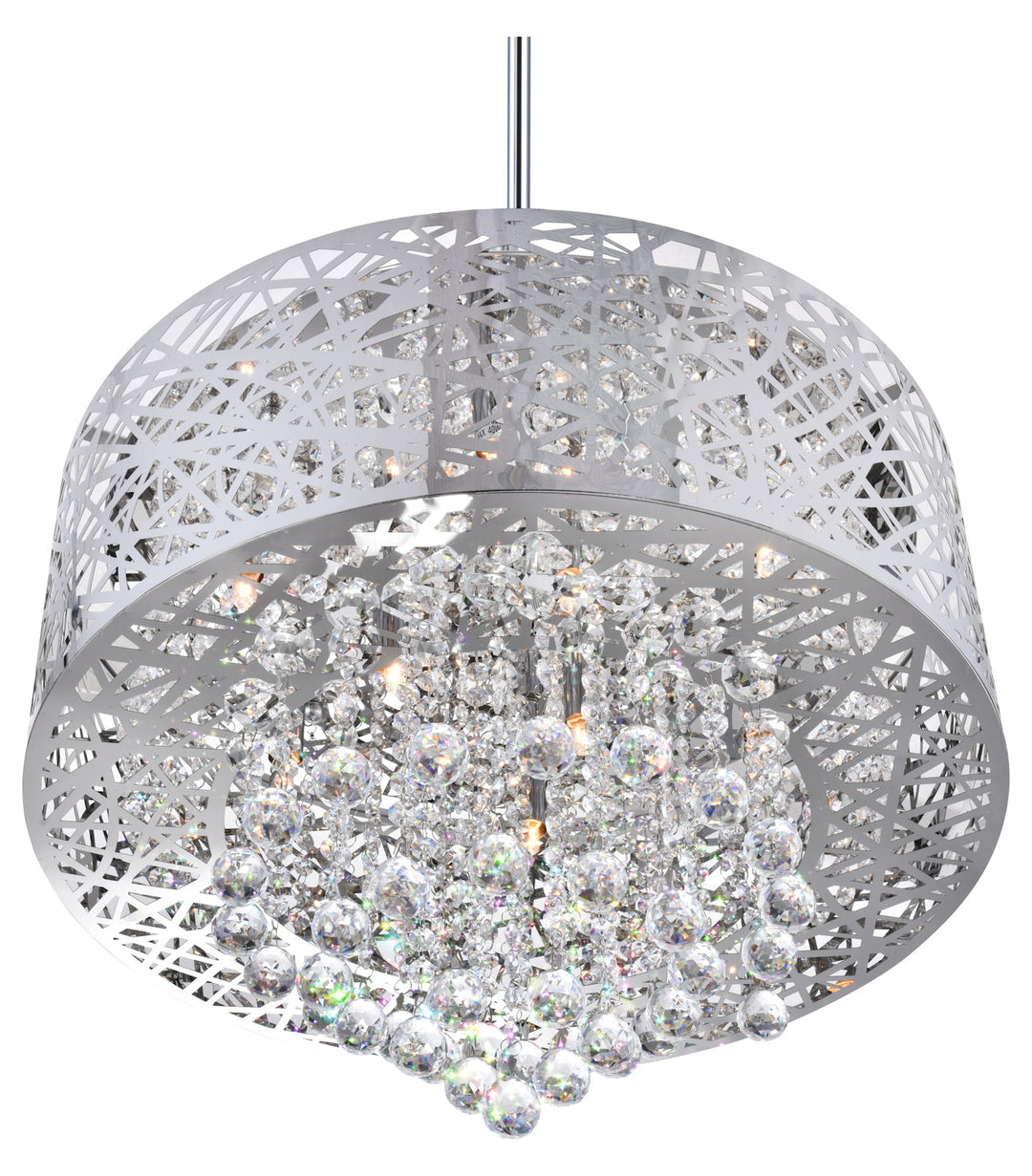 9 Light Drum Shade Chandelier With Chrome Finish