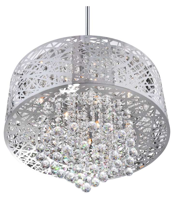 9 Light Drum Shade Chandelier With Chrome Finish