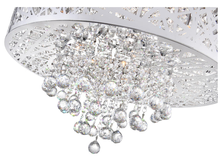 9 Light Drum Shade Chandelier With Chrome Finish