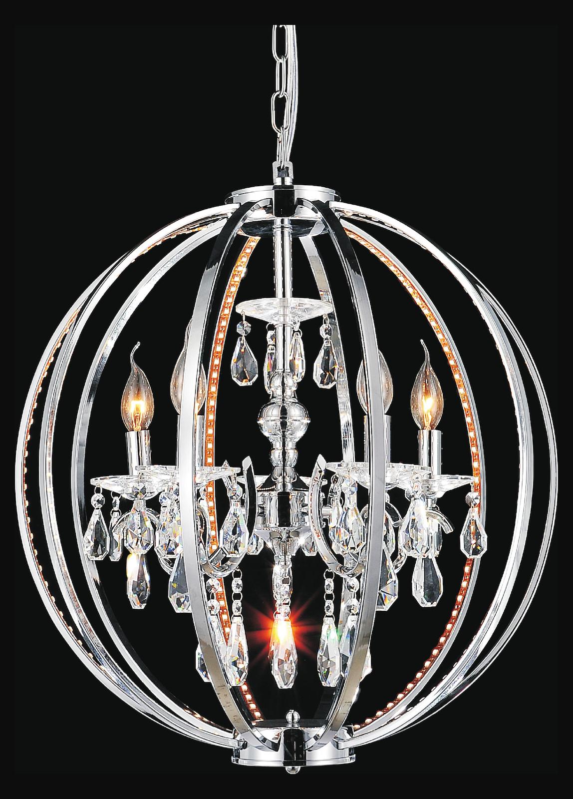 5 Light Up Chandelier With Chrome Finish by CWI Lighting