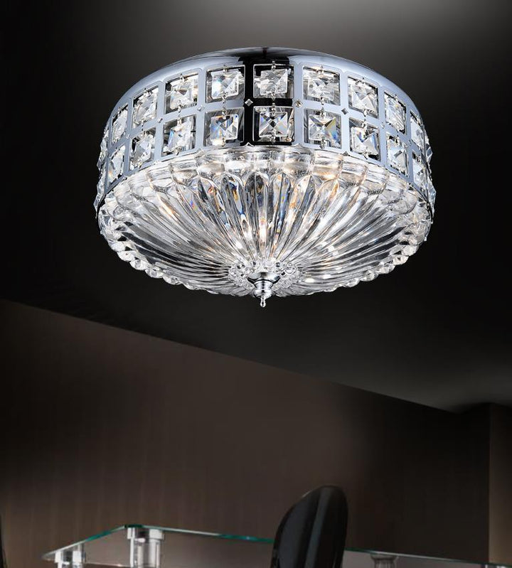 4 Light Bowl Flush Mount With Chrome Finish